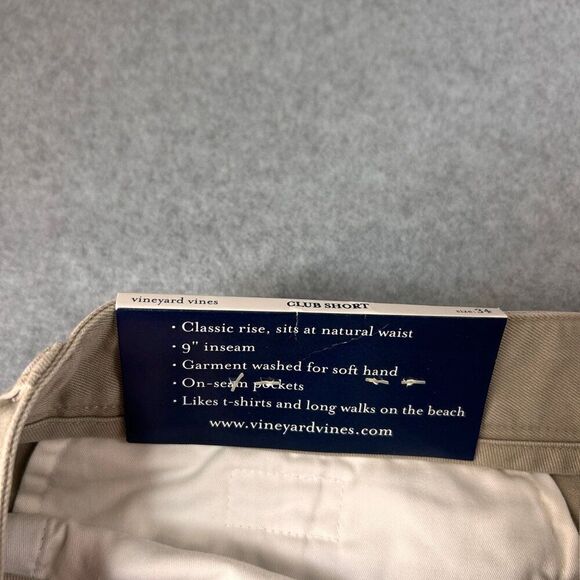 Vineyard Vines Size 34 Club Shorts Khaki Navy Blue Embroidered Whale Logo Men's - Picture 9 of 12
